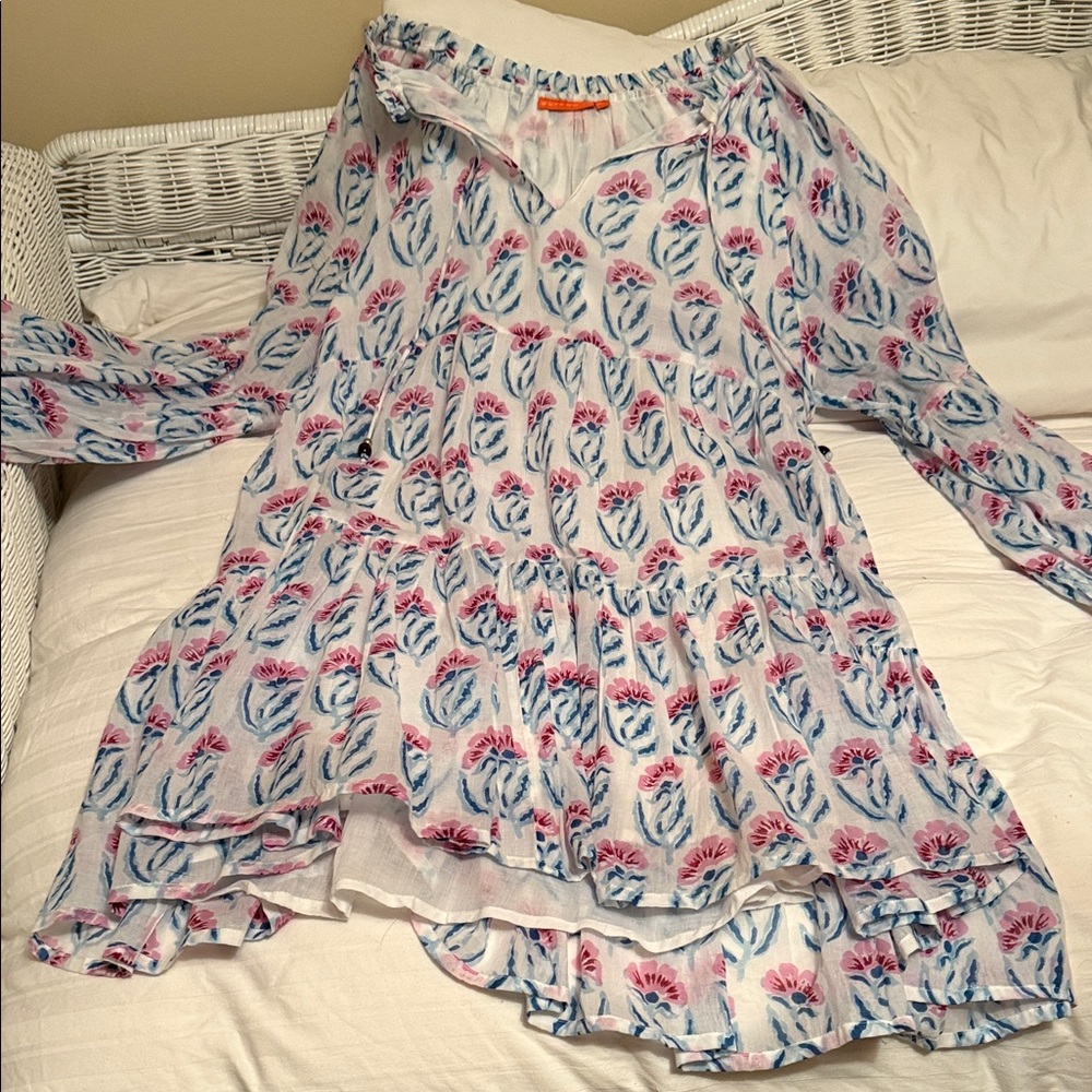 Oliphant Long Sleeve Dress - Blue and Pink Floral